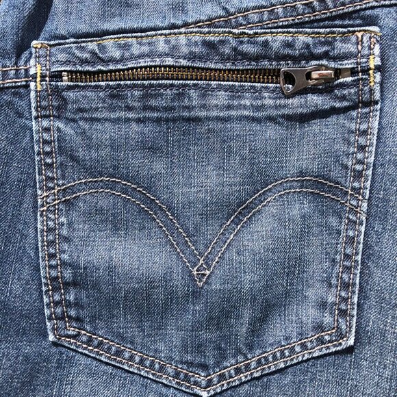 Levi's 514 Jeans Slim Straight Leg Men 36 32 Medium Blue Wash Back Zip Pockets - Picture 6 of 16